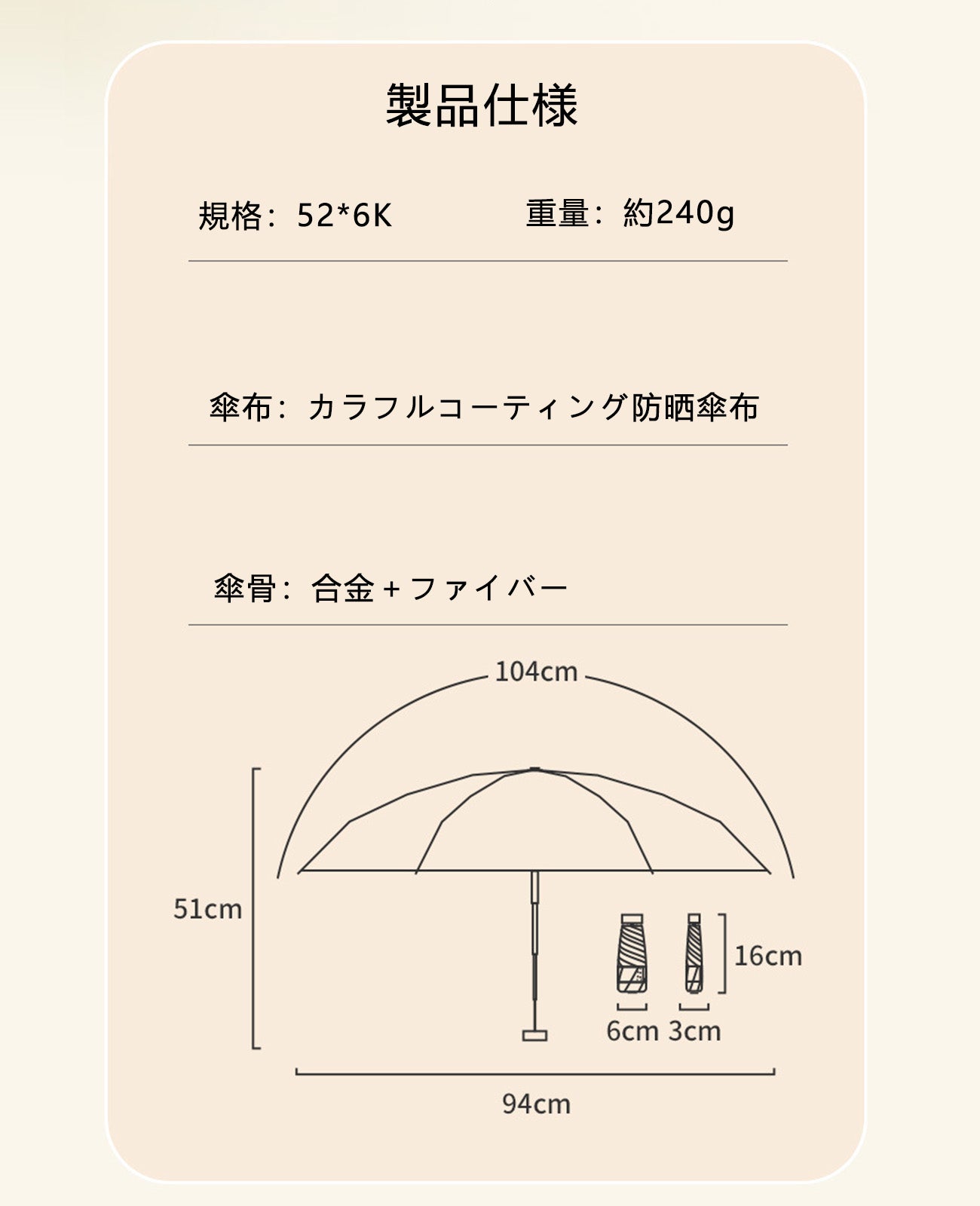 復古 日傘 完全 遮光 折りたたみ 軽量 日傘